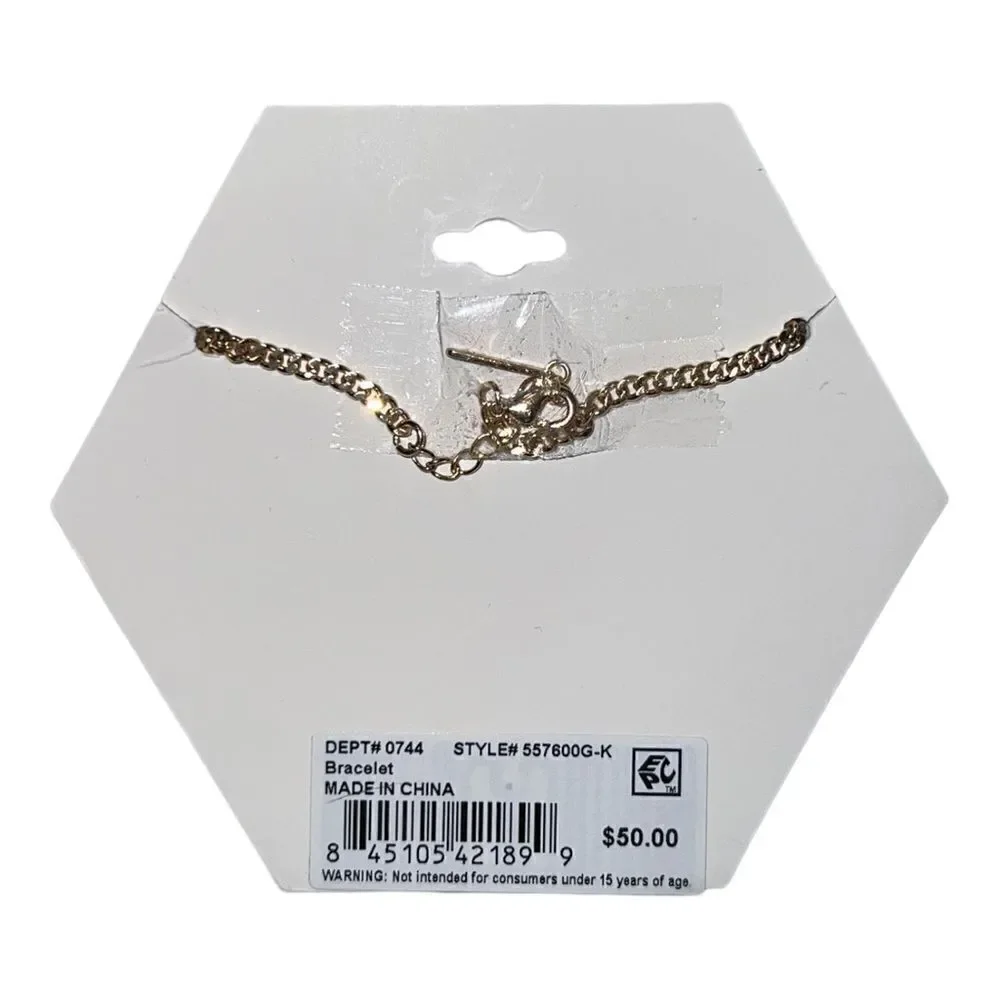 Unwritten Cubic Zirconia Initial Link Bracelet 14K Gold Plated 